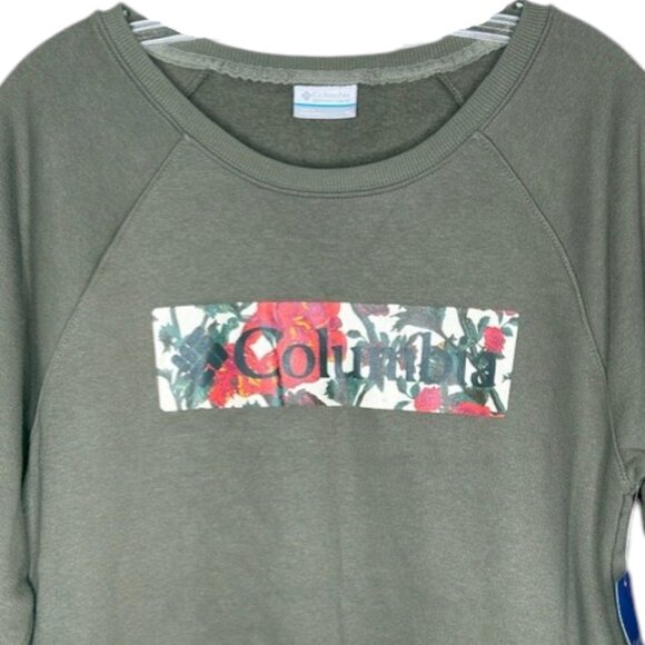 Columbia Barlow Basin Floral Graphic Crew - Olive - M - Picture 2 of 9